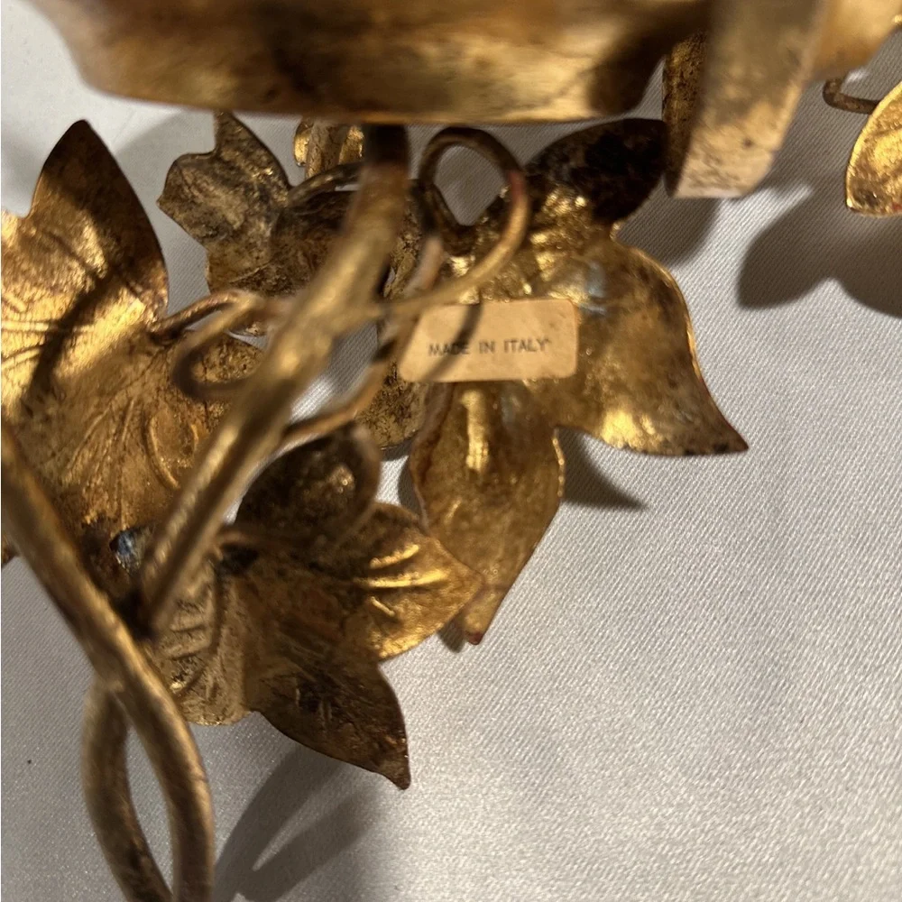 Vintage Gold Leaf Wall Sconce Set of 2-Italy